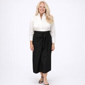 Black Linen High-Waisted Skirt | Wrap Around | One Size